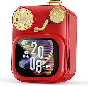 Monster S350 Bluetooth Speakers, Portable Wireless Speaker with Touch Screen, Bluetooth 6.0, Retro Gift Speaker with Message and Alarm Push, Support TF Card, for Friends, Red asin的图片
