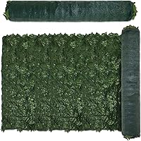 Vista 12 de E&K Sunrise: Rejilla para cerca de privacidad con soporte de cerca, tamaño: 39 x 136 pulgadas. Hojas sintéticas de hiedra para decoración