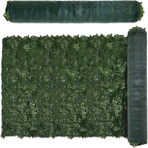 Miniatura 12 de E&K Sunrise: Rejilla para cerca de privacidad con soporte de cerca, tamaño: 39 x 136 pulgadas. Hojas sintéticas de hiedra para decoración