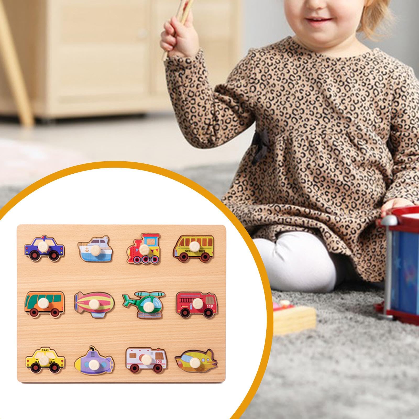 Puzzle di Apprendimento Gioco Abbinamento Forme Tavola Puzzle Bambini Legno Cartone Animato Puzzle Prescolare Creativo Incoraggia Immaginazione Adatto, Traffico