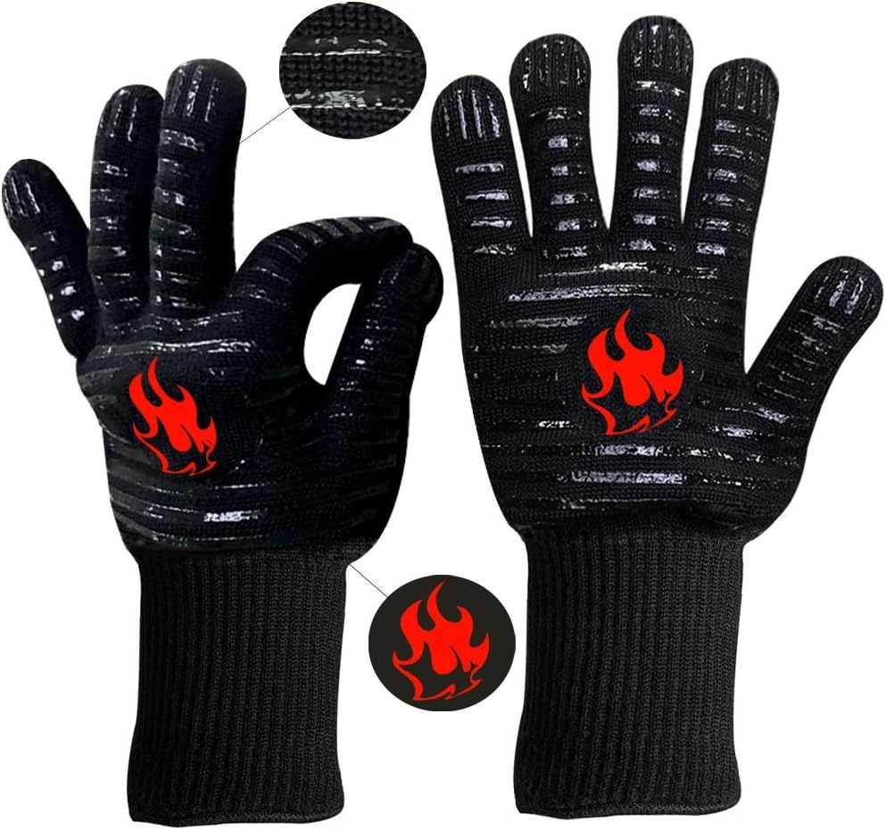 MobileGuard Barbecue gloves 500℃ Extreme Heat Resistantand high temperature resistance Gloves,Use in Cooking,Pizza Stone,Grilling,also has Anti-Skid.