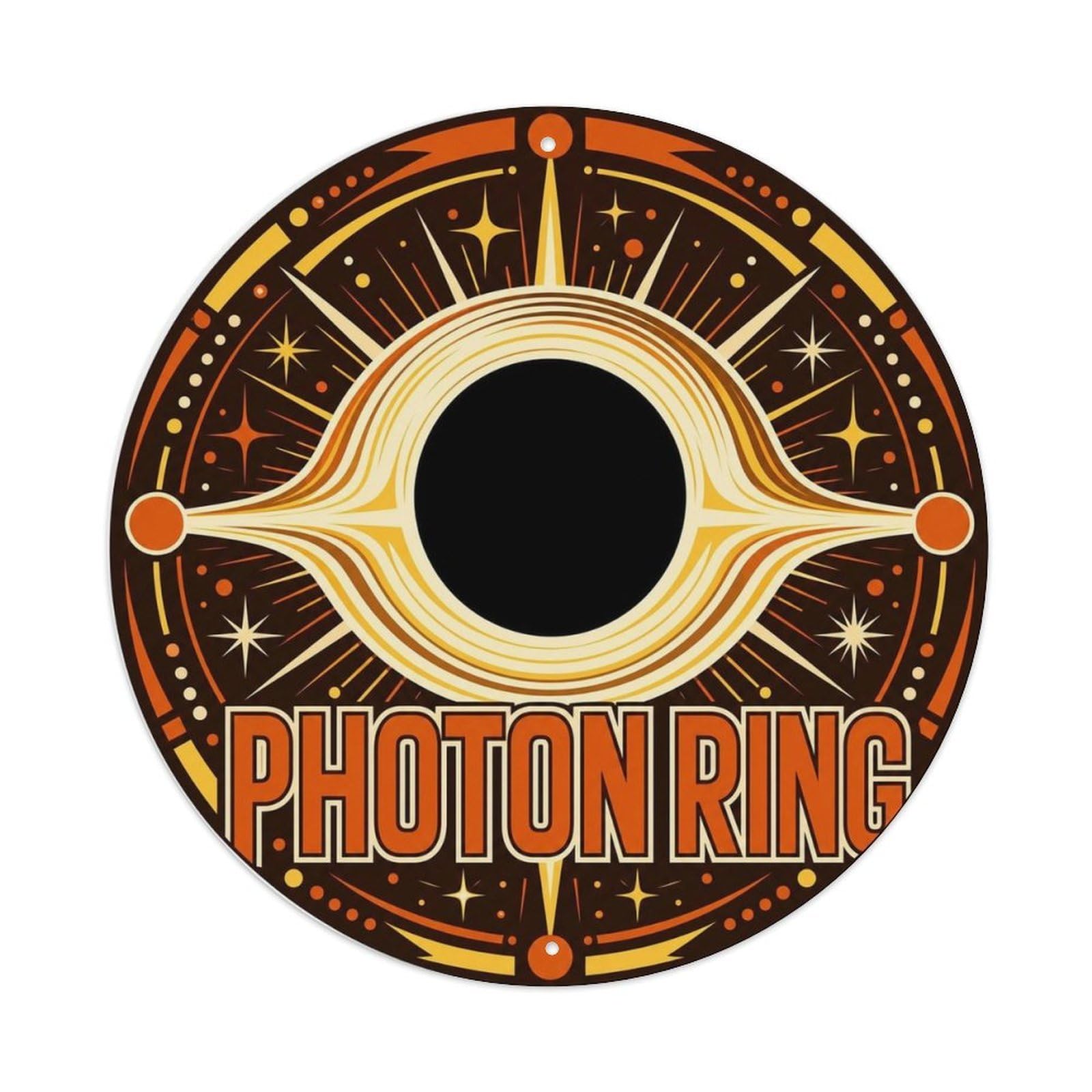 Retro Space Black Hole Photon Ring Cosmic Physics Metal Tin Sign Plaque Wall Decor for Cafe, Man Cave, Club Bar, Office, Home Garden Round Metal Poster 8x8Inch