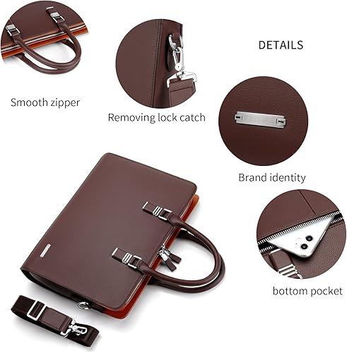 Miniatura 5 de FSD.WG Bolsa de negocios Maletín de cuero Bolso de negocios para computadora portátil para hombres