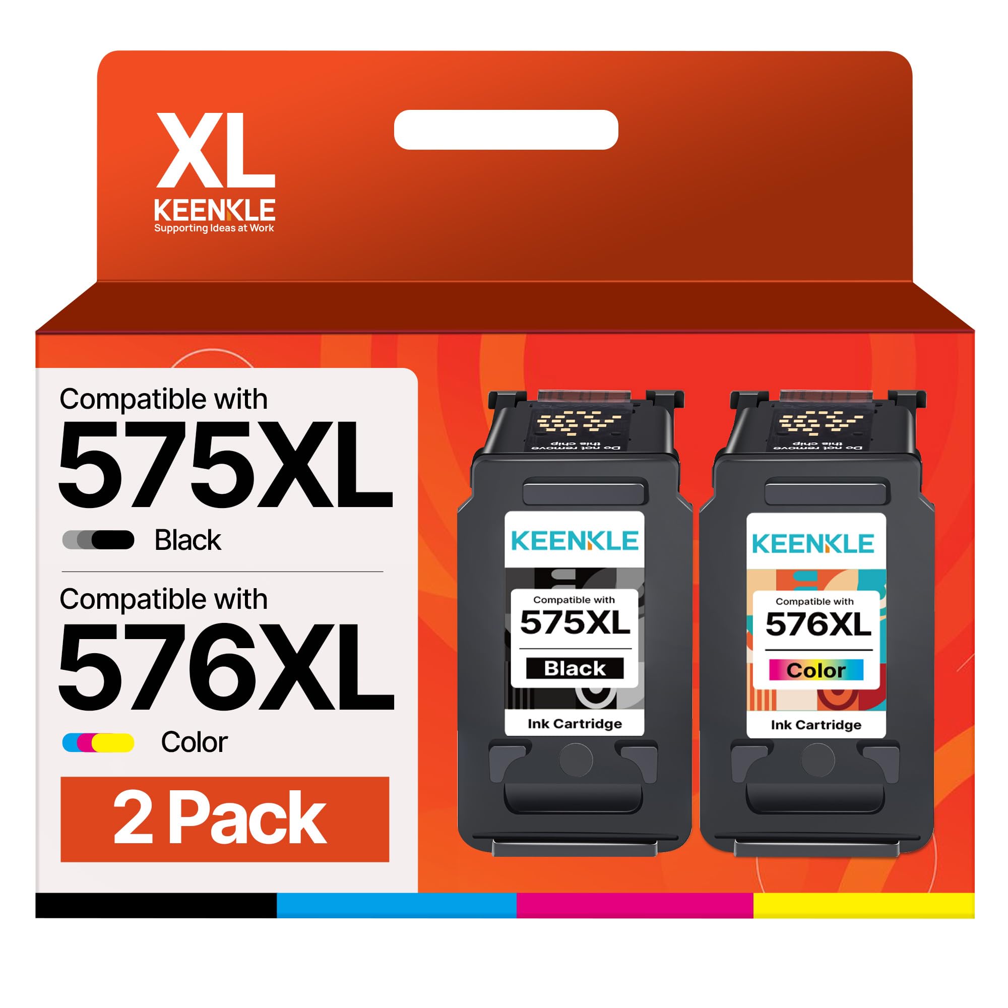 PG-575XL CL-576XL Patronen Ersatz für Canon Druckerpatronen 575 576 für Canon Pixma TS3750i Patronen TS3550i TR4755i TR4750i TS3551i TR4751i TS3751i TS3752i TR4756i (575 Schwarz 576 Farbe, 2er-Pack)