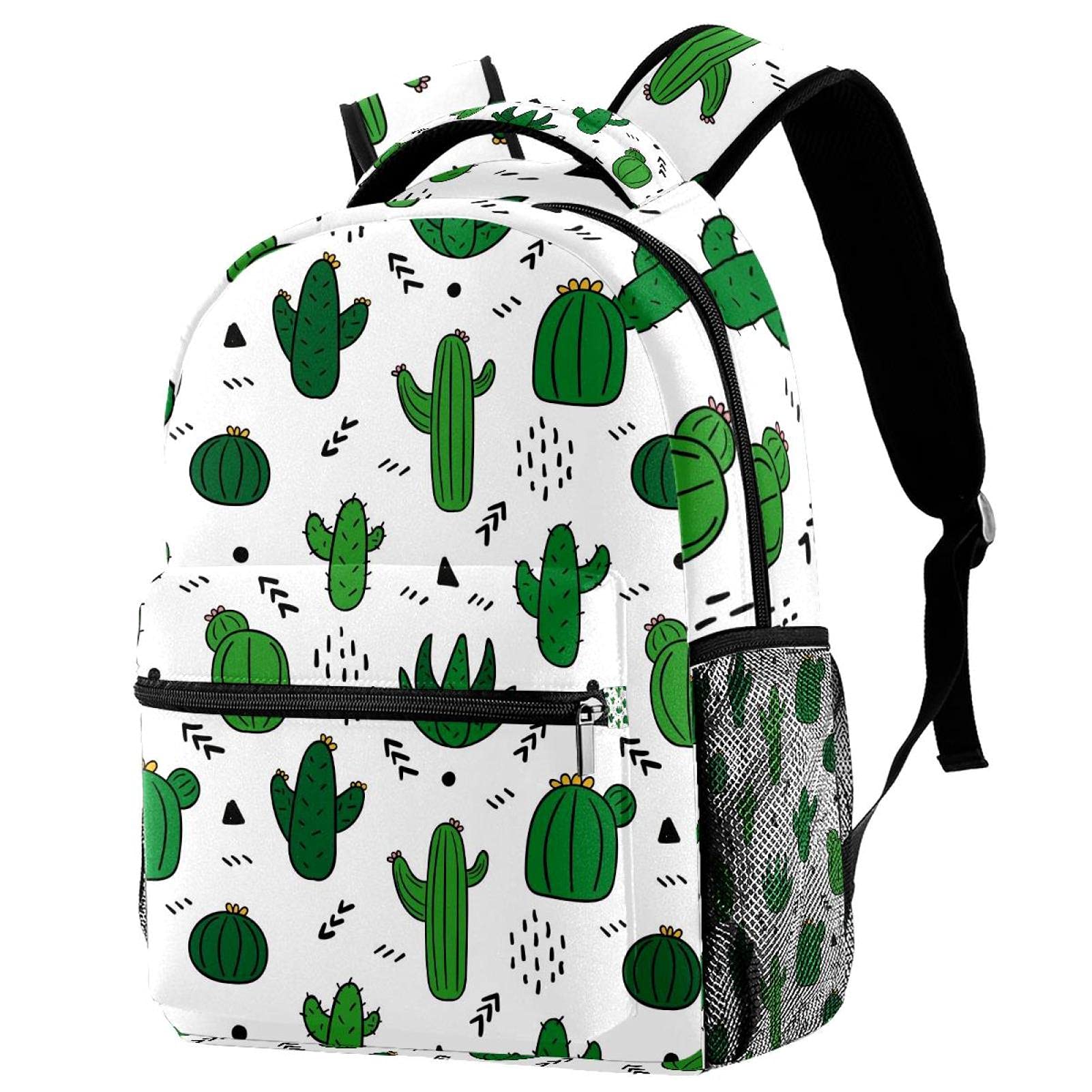 Sac à dos de voyage pour campus filles garçons avec motif cactus vert