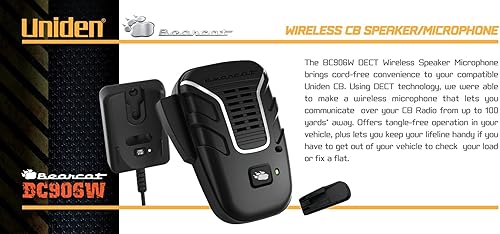 Miniatura 2 de Uniden BC906W Micrófono inalámbrico CB y altavoz en una sola unidad, rango de hasta 100 yardas, ahorro de energía inteligente, tecnología activa de