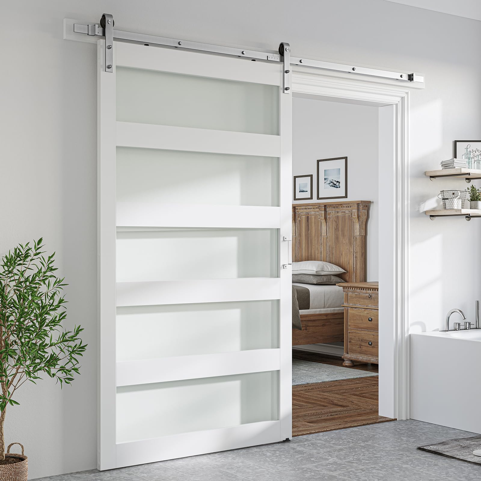 SmartStandard 48x84 Glass Barn Door