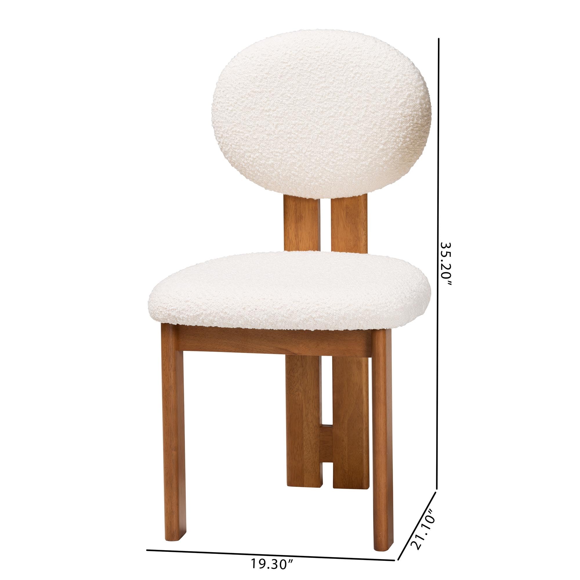Baxton Studio Kacela Dining Chairs, Set of 2, Cream/Walnut Brown