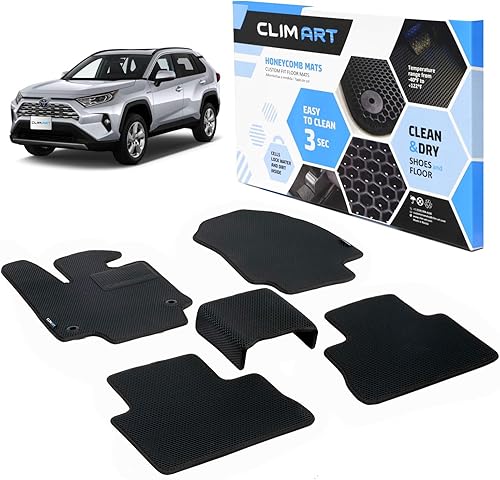 CLIM ART Honeycomb FL011319014 - Tapetes de ajuste personalizado para Toyota RAV4 2019-2023, 1 y 2 fila, tapetes para automóvil, para todo tipo de