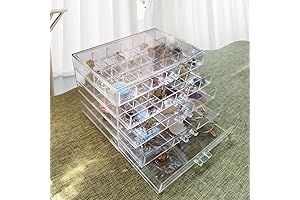 Mebby Clear Acrylic Jewelry Box with Five Drawers for Earrings Storage and Organization