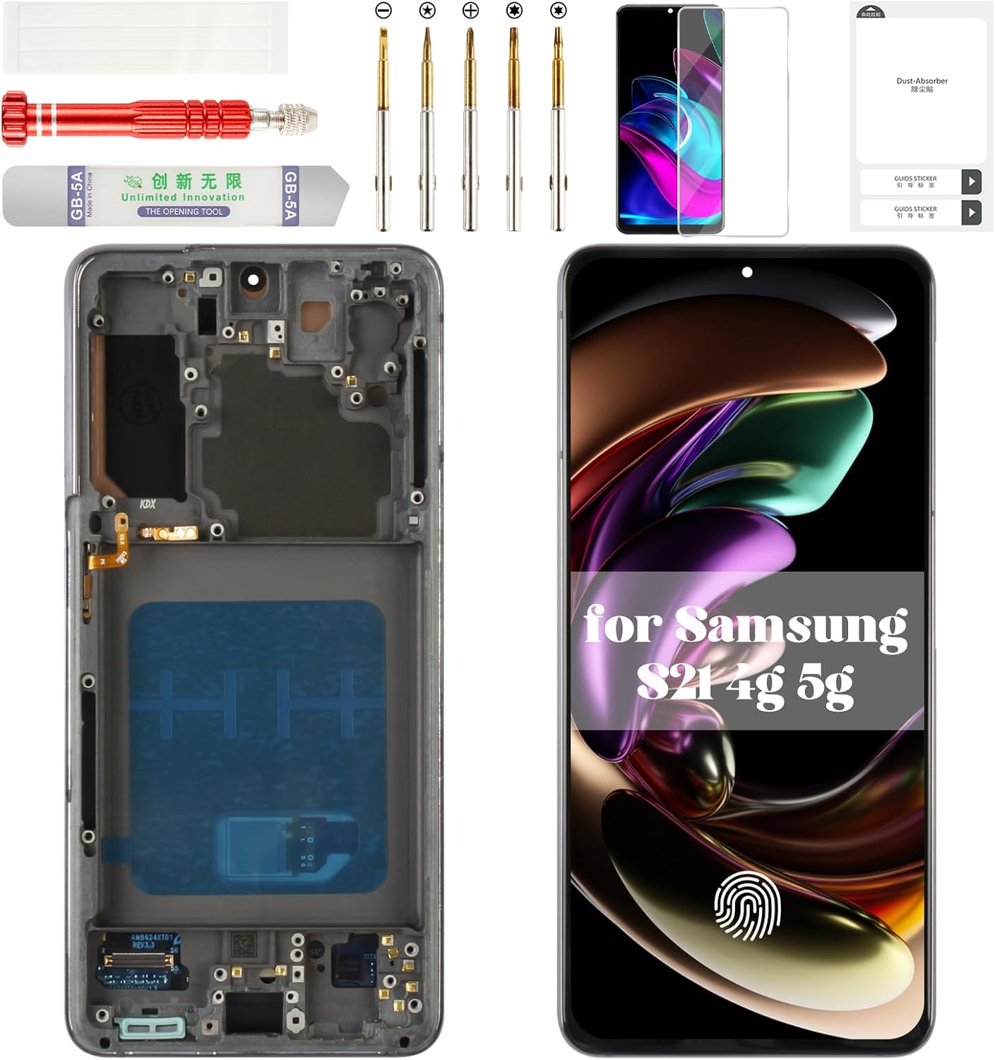 OLED for Samsung S21 4g LCD Screen Replacement Digitizer for Samsung S21 5g SM-G991U Screen for Galaxy S21 5g SM-G991W Display Touch Assembly with Frame SM-G990 SM-G991 Black