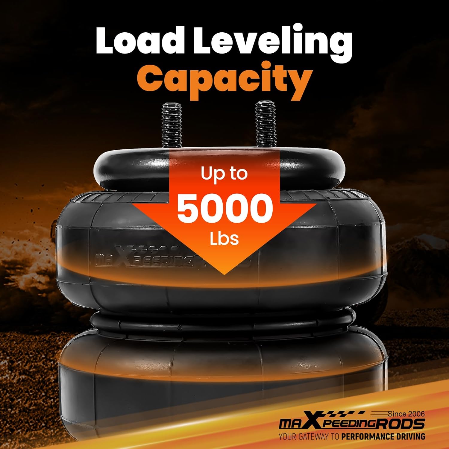 Air spring demonstrating 5000 lbs load leveling capacity