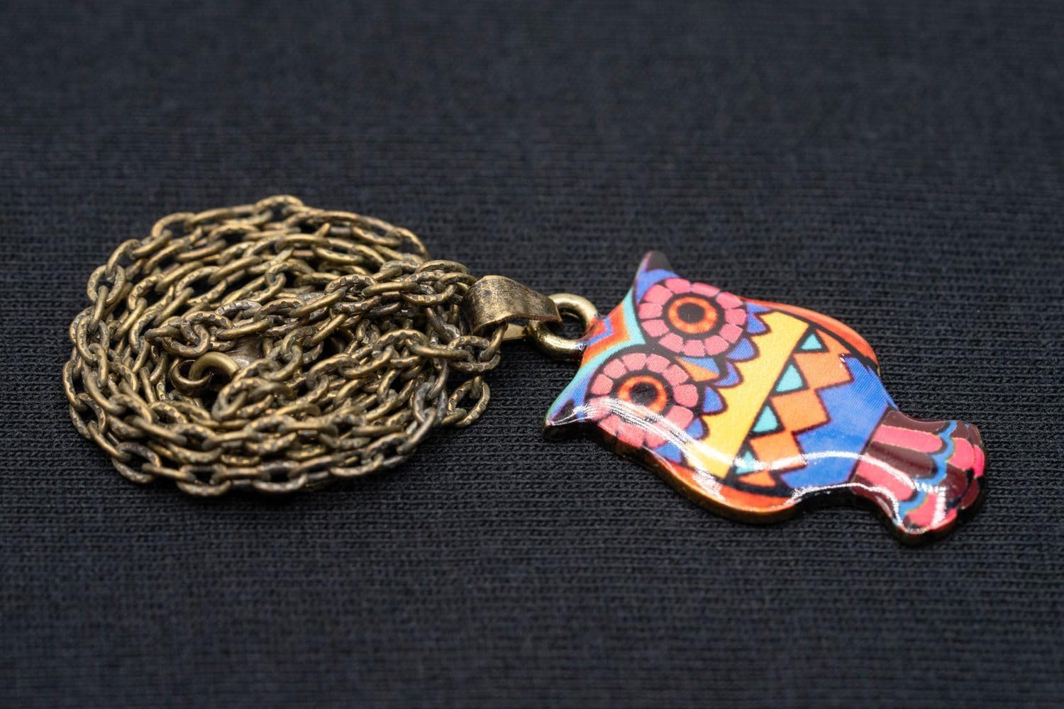 Miniblings Owl Chain 45cm Pendant Necklace Bird Forest Eagle owl owl Enamelled