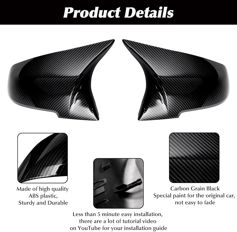 Asasytal Szénszálas Visszapillantó Tükör Borítás BMW F20 F21 F22 F23 F30 F31 F32 F33 F36 X1 E84 i3 M2 F87 Modellekhez - Karbon Külső Tükörsa