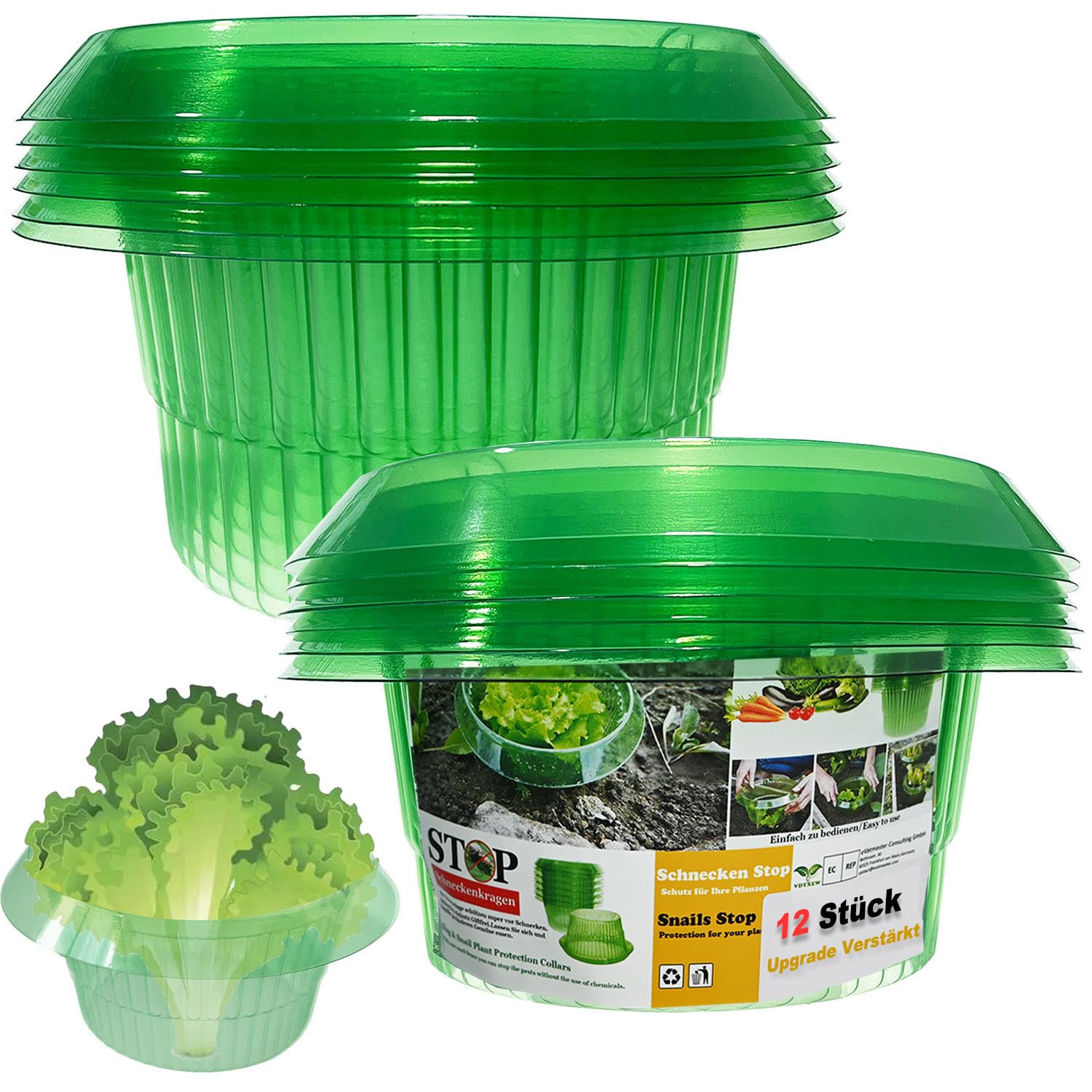 VDYXEW 12 Stücke Upgrade Verstärkt Schnecken-Schutz, Schneckenkragen für Ihre Salatpflanzen und Kohl Schützt Pflanzen vor Tierfraß，Schneckenkragen Schützt Pflanzen