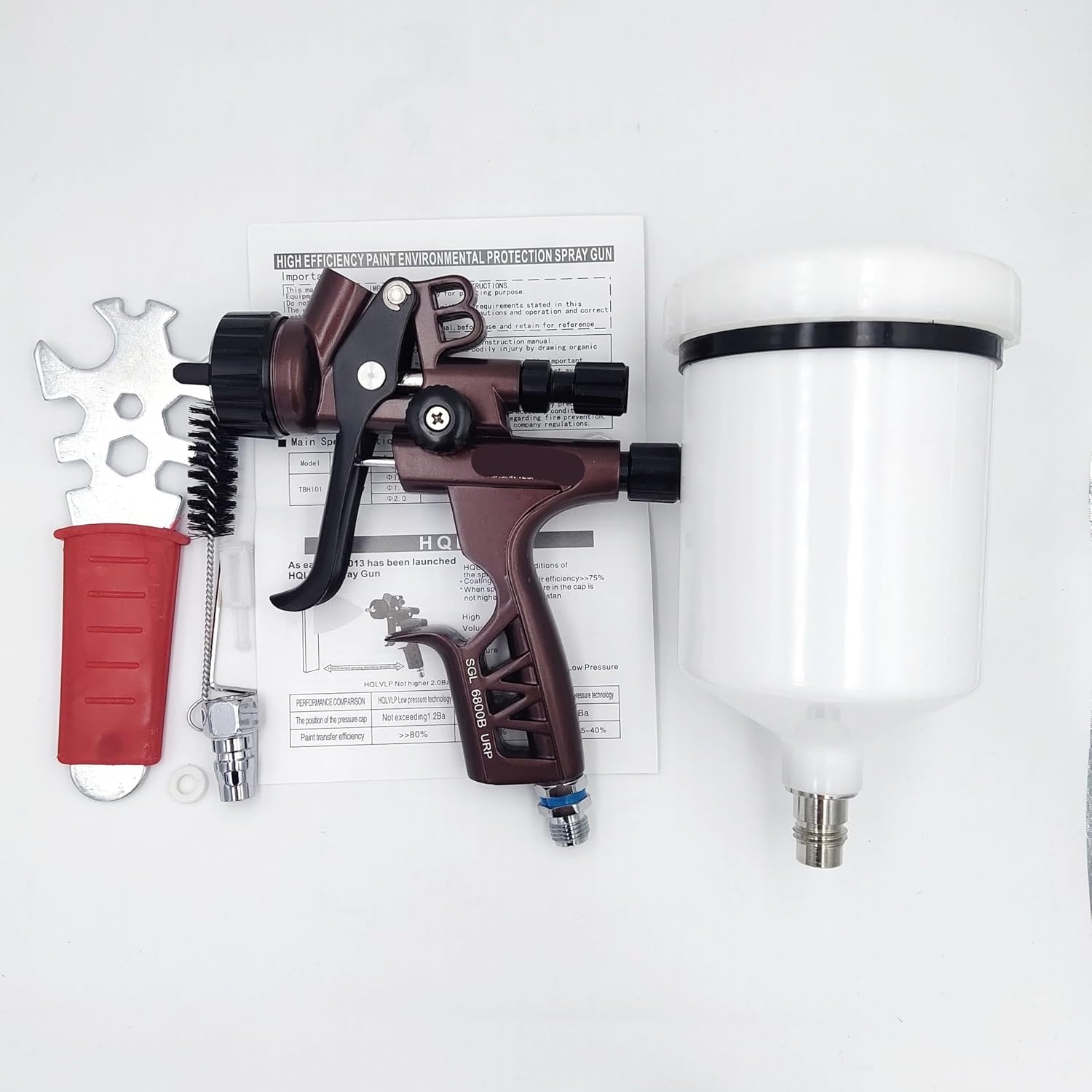 SGL-6800 Upper Pot Spray 1.3mm Auto Furniture Leather Sheet Metal Paint Spray High Atomization 6800 Manual Pneumatic Tool(Gold)