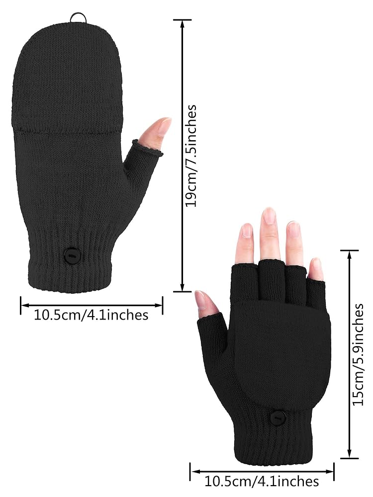 SATINIOR 6 Pairs Winter Convertible Fingerless Gloves for