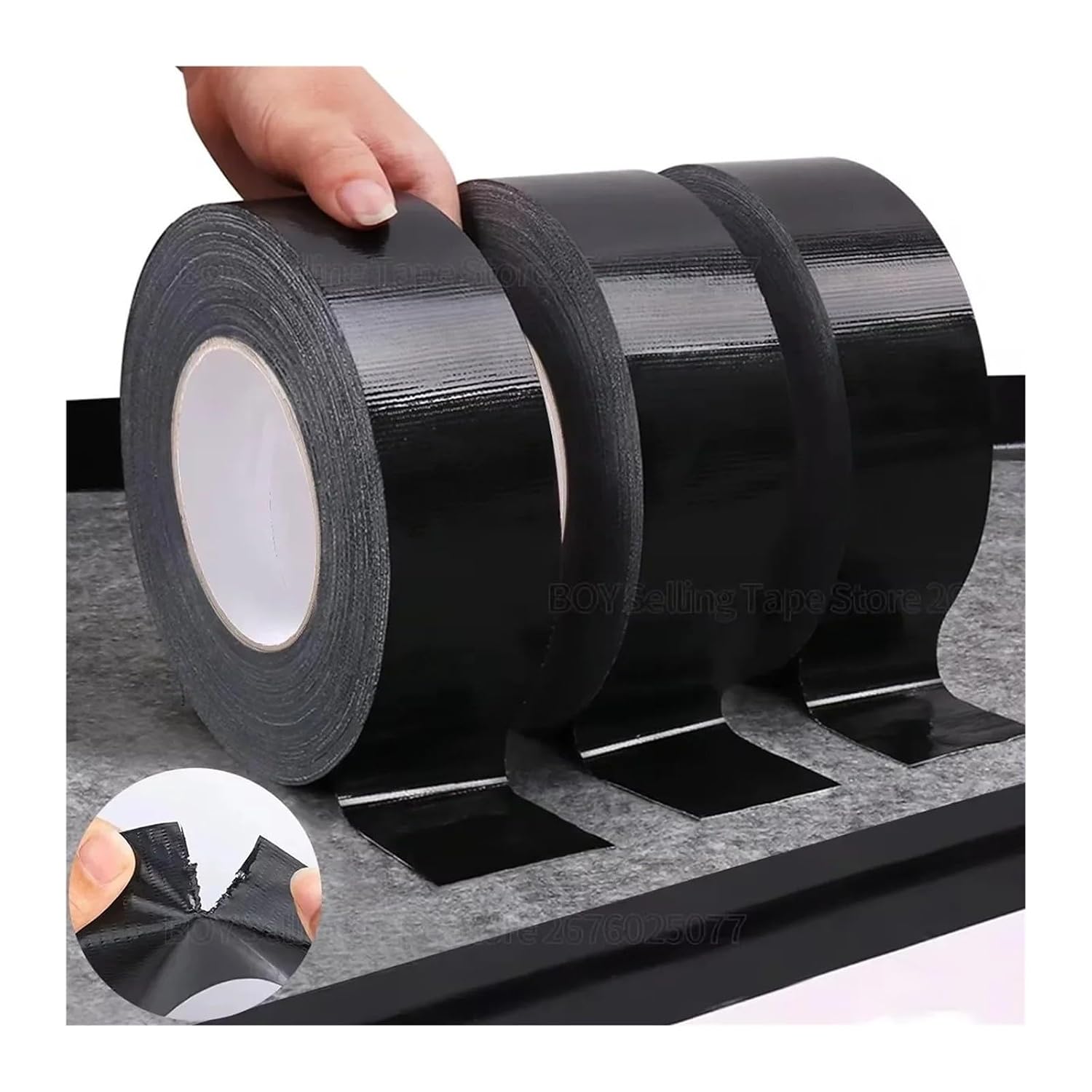 Black Duct Tap Tear by Hand Carton Sealing Packing Cloth Duct Tape
