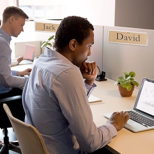 Miniatura 6 de Paquete de 15 soportes acrílicos para placa de nombre de pared con cintas adhesivas, marco de acrílico para cubículos, puertas, oficinas, hogar,