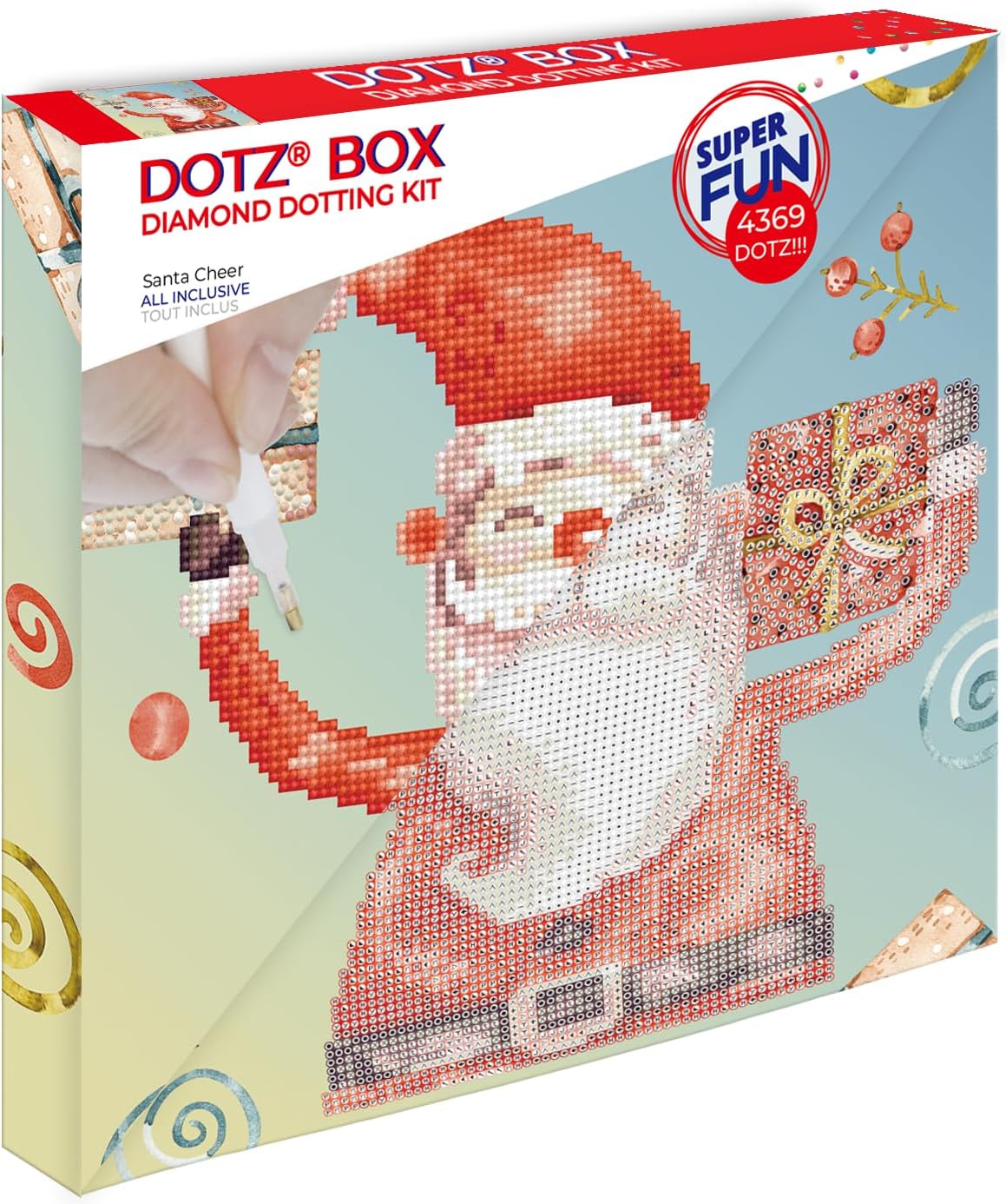 DIAMOND DOTZ Santa Cheer Dotz Box Christmas Diamond Painting Kits for Adults - Diamond Art Kits a Relaxing Creative Craft Kit with Dotz Gems 11"x11"