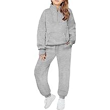 Girls Sweatsuit 2 Piece Outfits Fall Winter Fleece Half Zip Thumb Hole Sweatshirts and Sweatpants Joggers Set