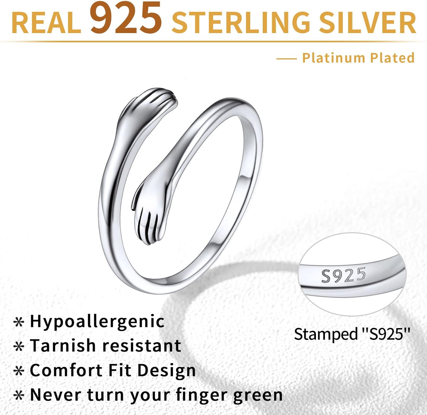 ChicSilver 925 Sterling Silver Ring Minimalist Teardrop High Polish Tarnish Resistant Comfort Fit Open Adjustable Ring for Women - Image 5