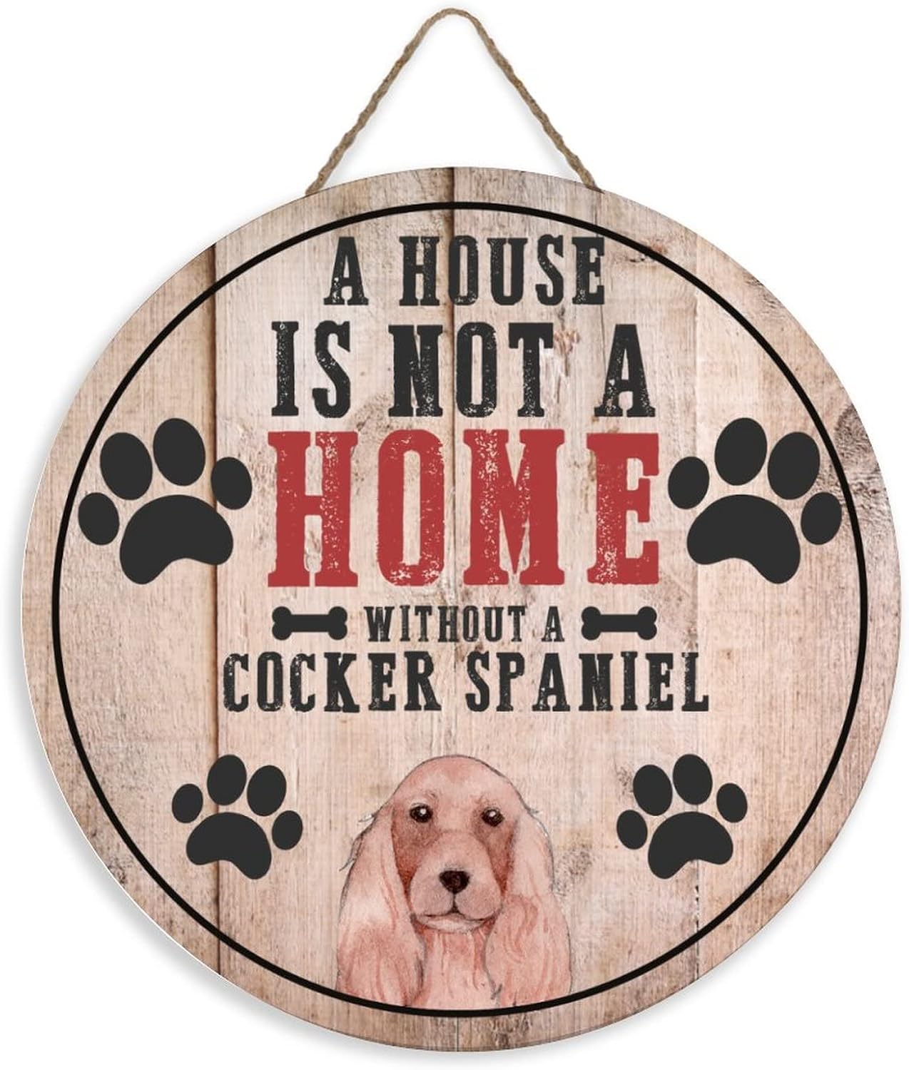 Vintage Dog Wood Sign with Paw Print Funny Pet Quote Words A House Is Not A Home Without A Cyprus Poodle Farmhouse Home Wall Front Door Hanger for Nursery Room House Decor Dog Mom Gift, 12"