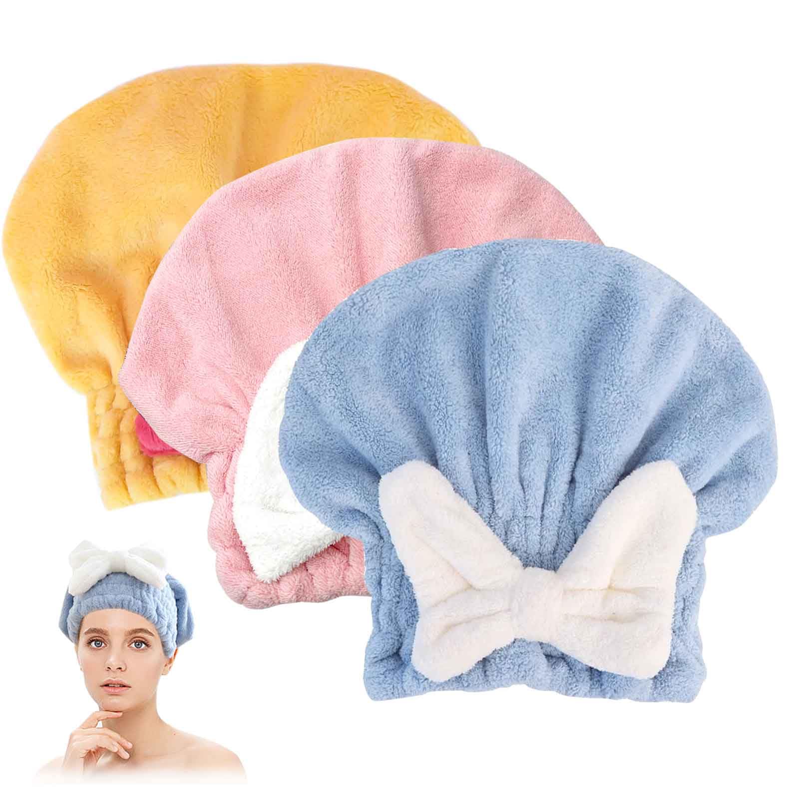 Turbanti Asciugacapelli In Microfibra - 3 Pezzi, Pile Corallino, Asciugatura Rapida, Con Bottoni - Foto 10