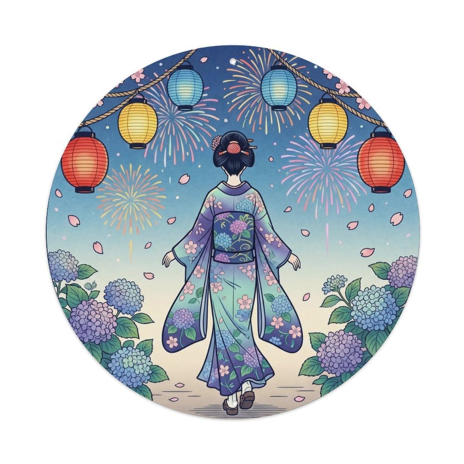 Galvaxio Style Japanese Kimono Woman In Yukata Summer Festival Metal Tin Sign