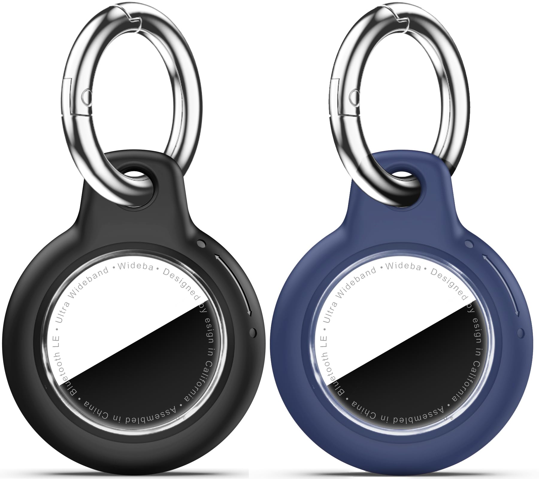 Wowwat for Apple AirTag 2nd & 1st Gen, Waterproof Case for AirTag Holder Keychain,GPS Tracker Cover for Dog,Car Key,Luggage-G2-Black+Navy Blue