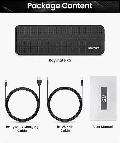 Miniatura 8 de Raymate Altavoces Bluetooth, 20W IPX7 Altavoz impermeable inalámbrico Bluetooth-V5.0, sonido estéreo de alta fidelidad