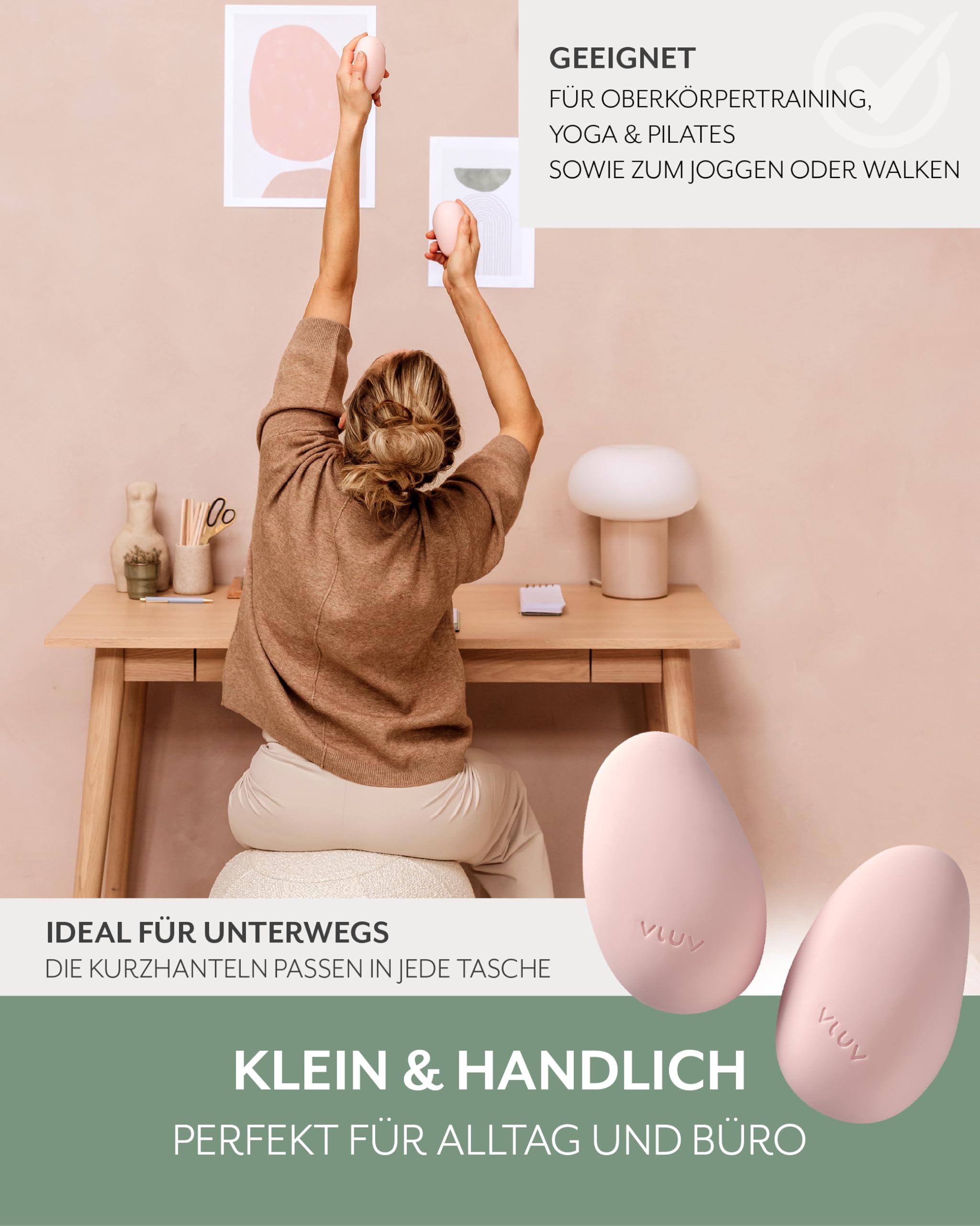 VLUV LIVT Toning Gewichte 750g, Kurzhanteln 2er Set, Raspberry Shake | Ergonomische Handgewichte, rutschfeste Silikonoberfläche, Hanteln Frauen und Männer, Fitness Gewichte für Training Pilates