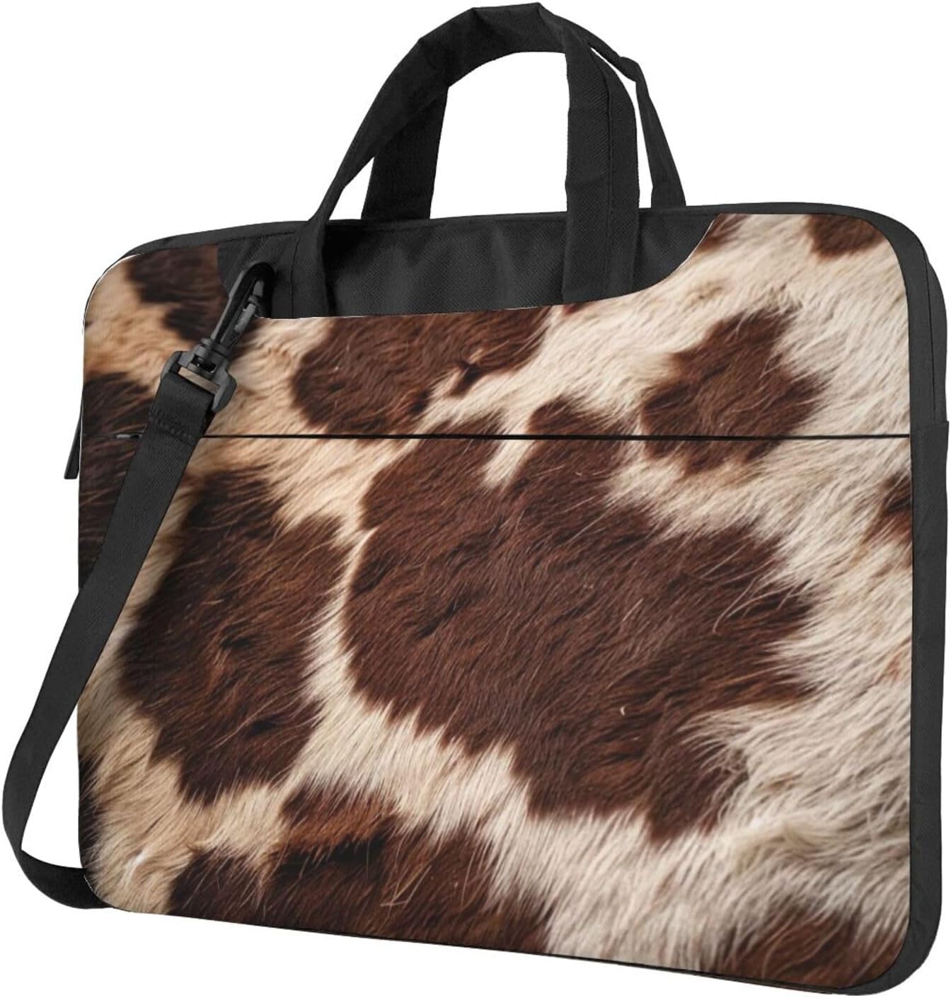 Brown Cowhide Leather Laptop Bag Triple Layer Protection Shockproof Crossbody Laptop Shoulder Bag for Men and Women