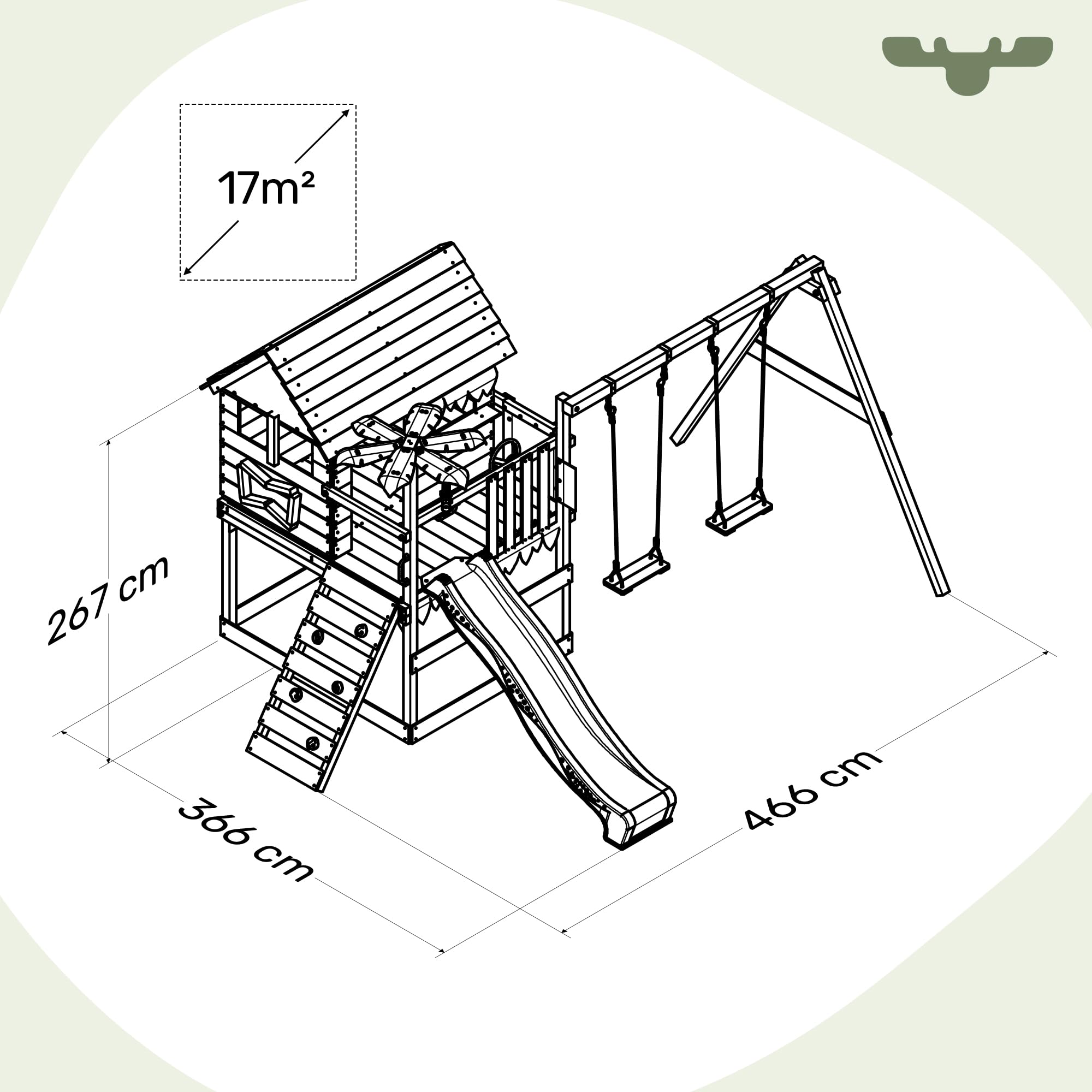 FATMOOSE Spielturm TikaTaka Town XXL mit anthraziter Rutsche | Klettergerüst, Mit Schaukel, Sandkasten, Leiter & Spiel-Zubehör, Outdoor für Garten