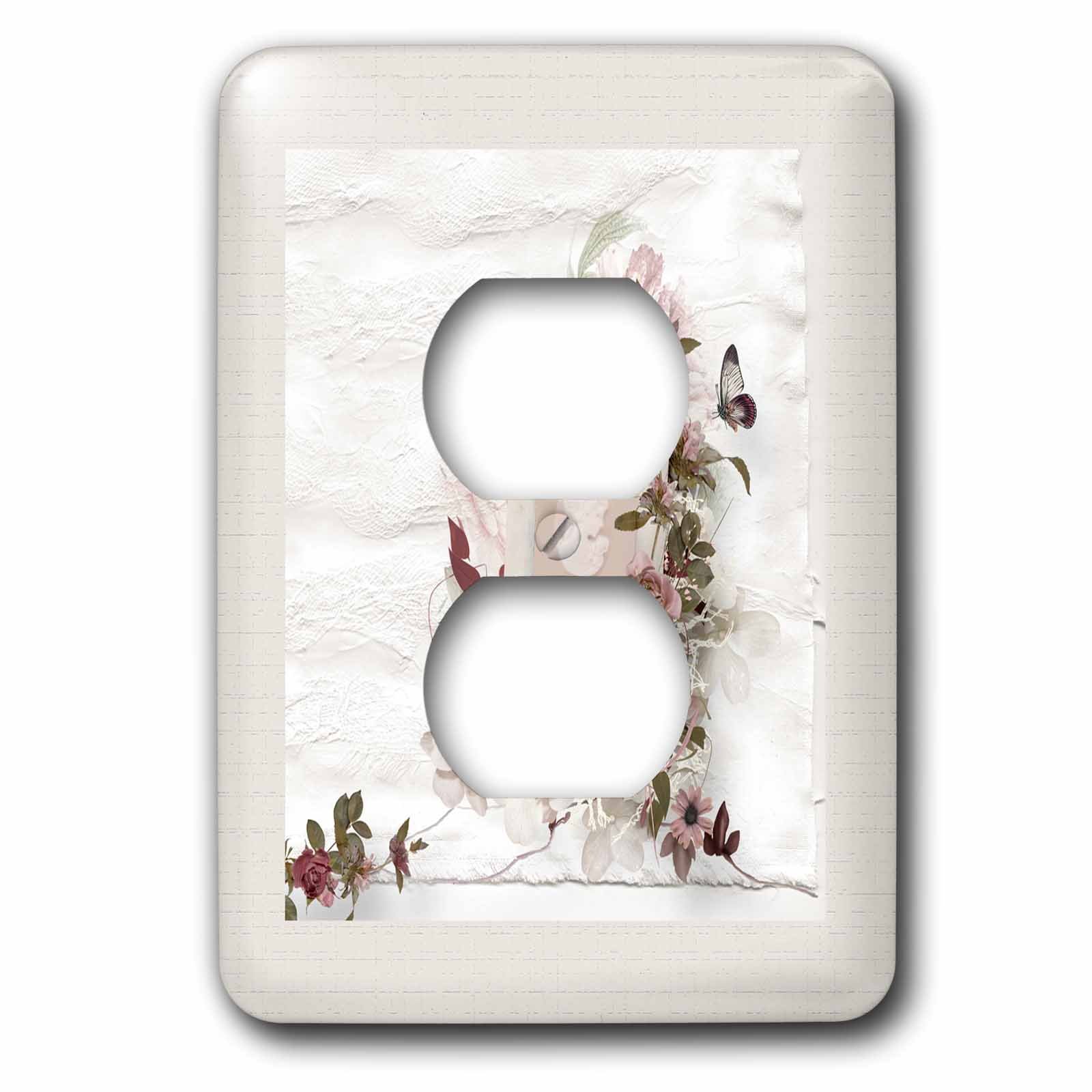 Cadre carré fleurs rose plaque décorative haut de gamme camée papier vieilli