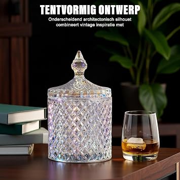 erioctry 300m/10oz Beautiful Crystal Glass Candy Dish with Lid Colorful Wedding Candy Box Sugar Bowl Tin Biscuit Barrel Decorative Jewelry Box