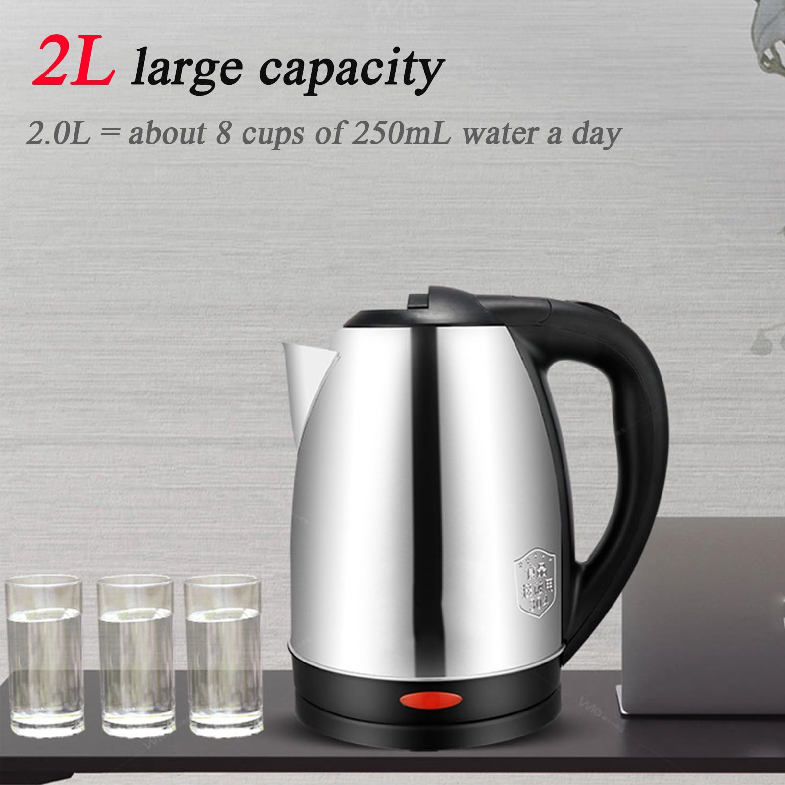 Hervidor eléctrico de 2 l, acero inoxidable 304, de ebullición rápida (1500 W, filtro antical lavable, botón para abrir la tapa, pico vertedor perfecto), plateado, talla única.