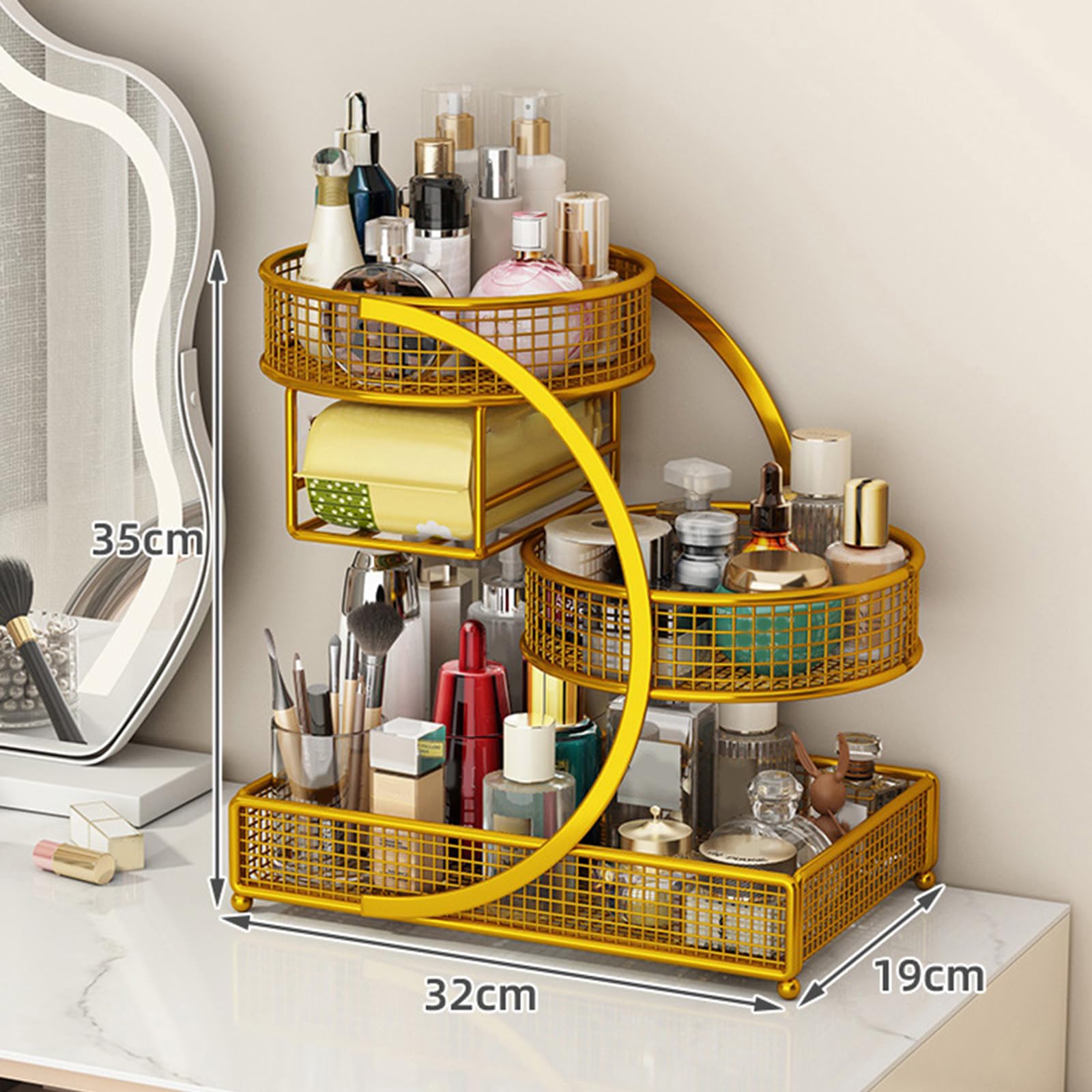 Stabiles Metall Kosmetikregal ohne Installation erforderlich, tragbare Organizer für Lippenstifte, Hautpflege, Badezimmerzubehör, Lippenstifte Ausstellungsständer