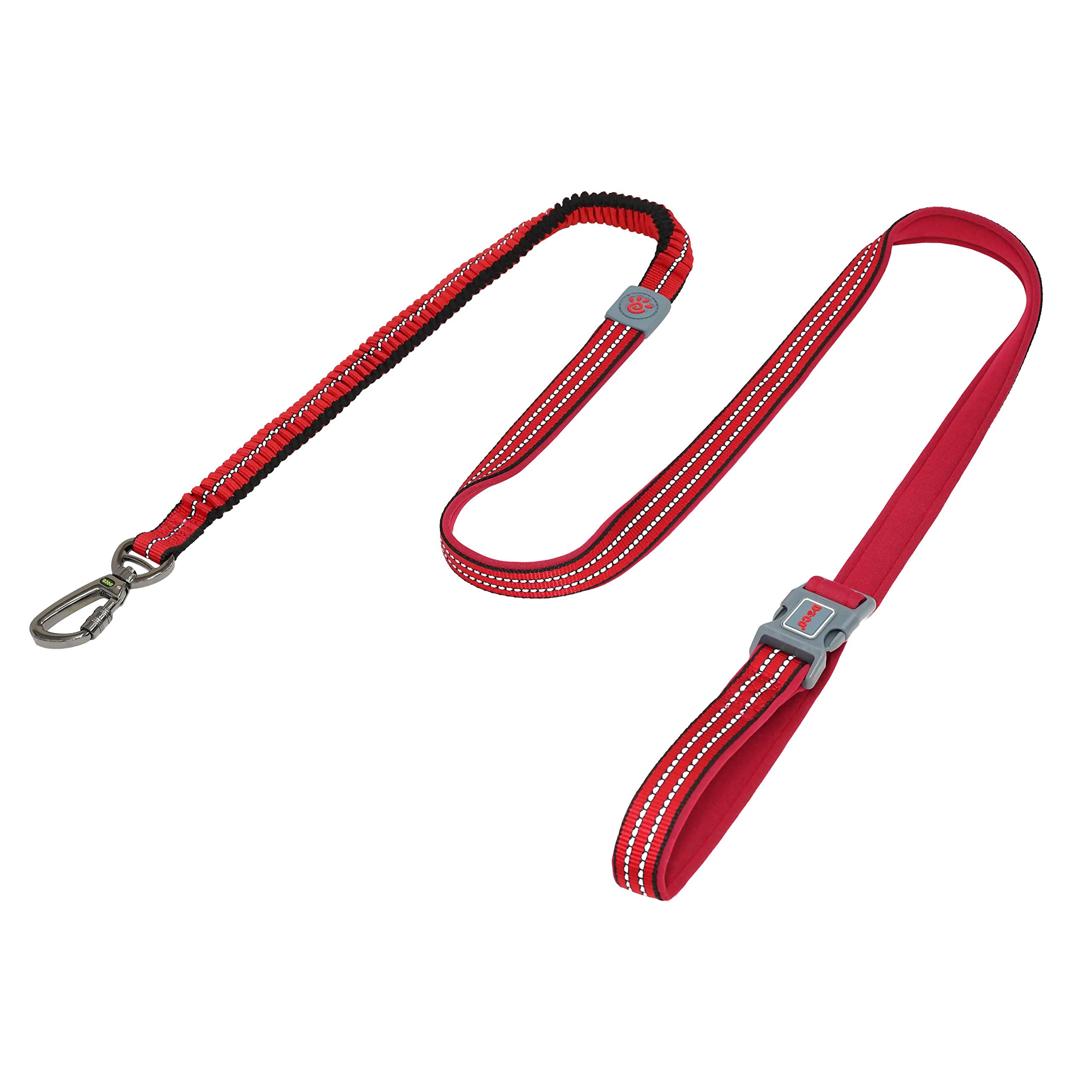 DOCODcv2072S Vario Easy Snap Bungee Reflective Leash, Small, Red