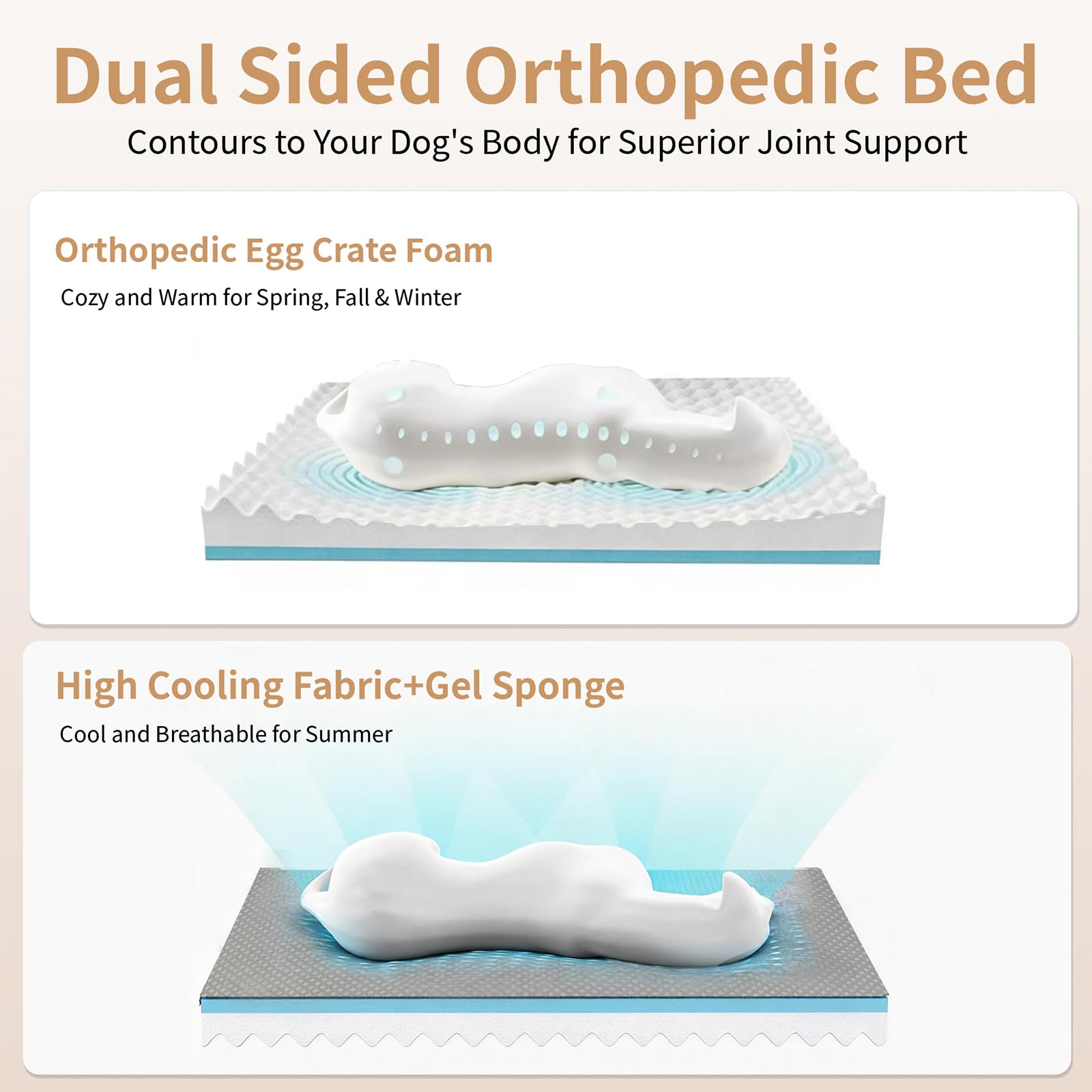 Large Dog Bed with Cooling Gel Memory Foam, Orthopedic Waterproof Pet Bed with Washable Cover & Non-Slip Bottom, Cooling Dog Couch Bed, Size: 40"*31.9 "8.1" - image 4