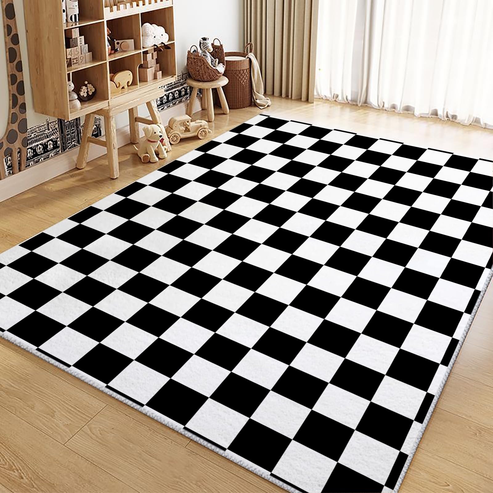 Tapis de chambre doux noir 140x200 pour créer un coin bureau cosy