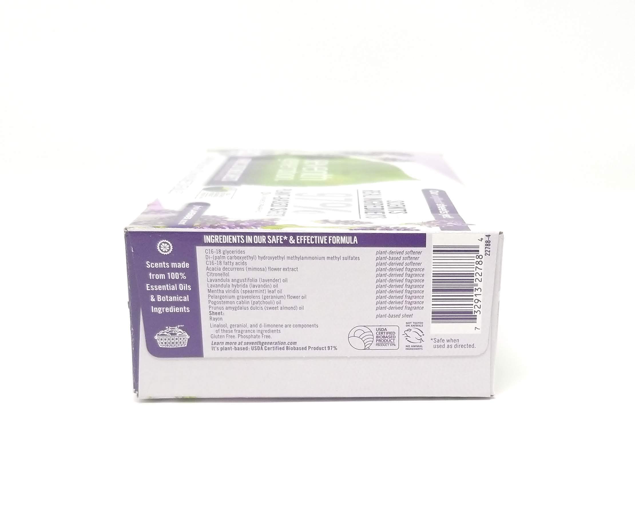 Settima generazione di fogli di ammorbidente blu eucalipto e lavanda, 80 pezzi