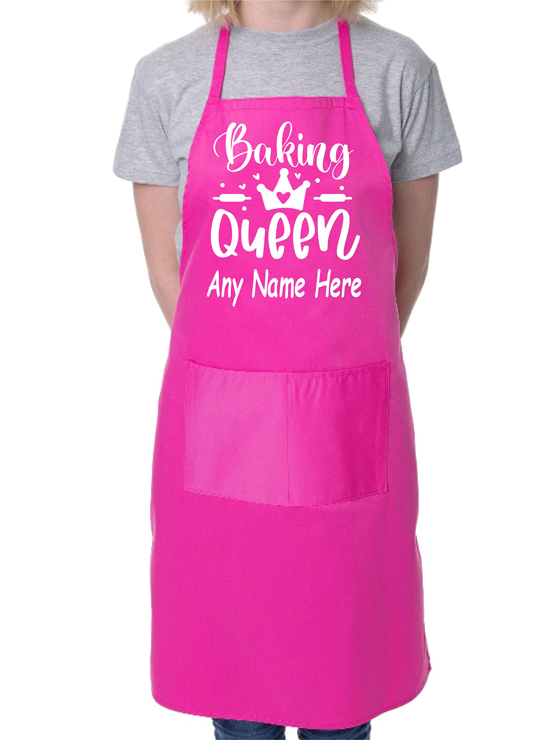 Print4U Personalised Apron Baking Queen Your Name Here Baking Cooking Apron Pink