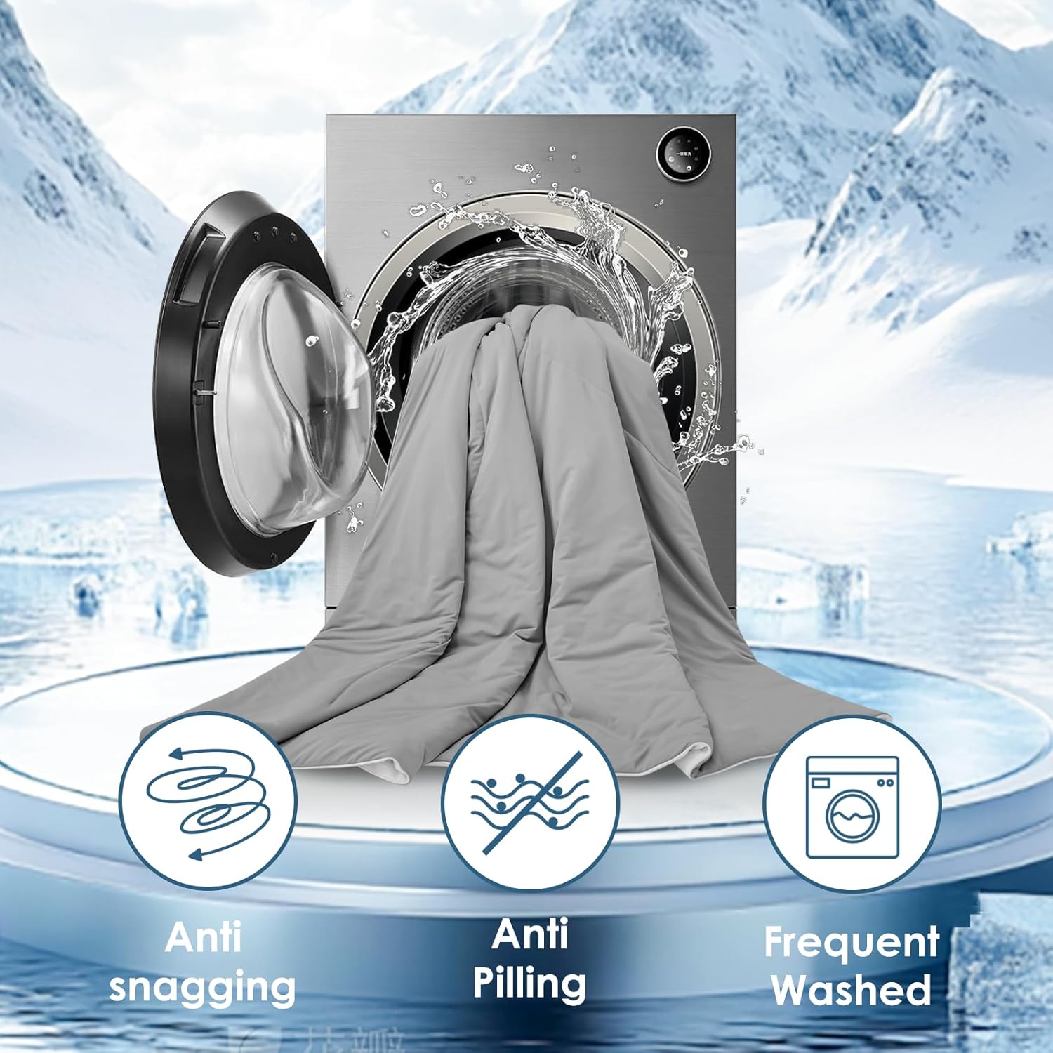 Style Quarters Cooling Comforter for Hot Sleepers and Night Sweats Queen Size, Double Sides Lightweight Breathable Summer Comforter Reversible Cool Blanket, Grey&White 90"x90" - Image 8