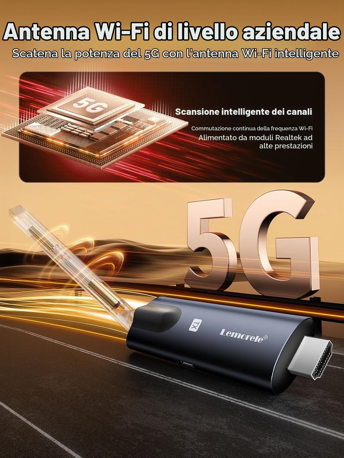 Trasmettitore HDMI Wireless e 3 Ricevitori Lemorele, 1080P Trasmissione Senza Fili Supporta 1 TX fino a 4 RX, Streaming Video da Laptop/Fotocamera/TV Box a HDTV/Monitor/Proiettore