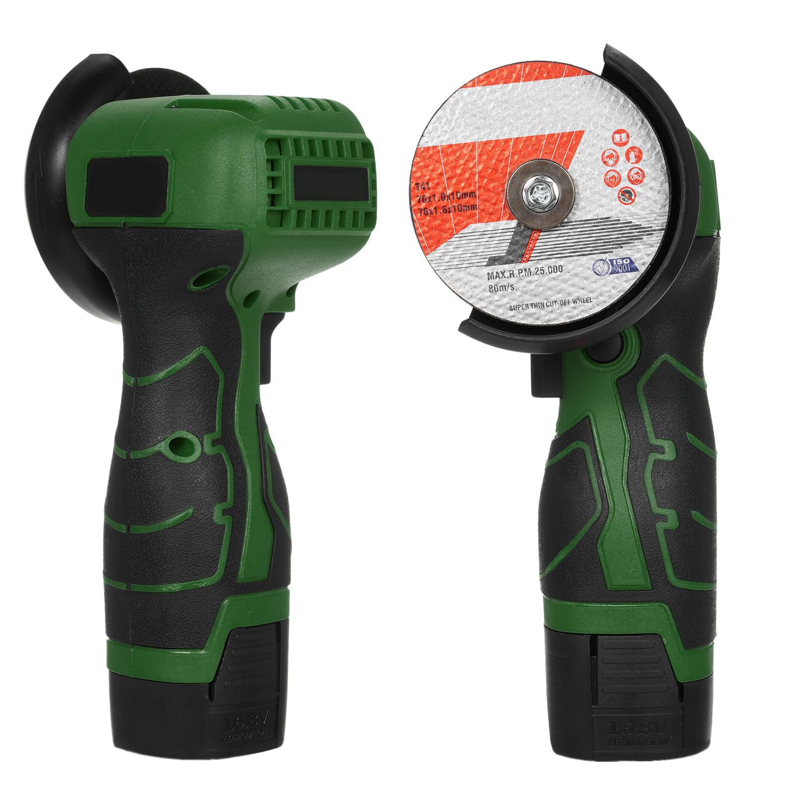 Smerigliatrice Angolare a Batteria 7000 Giri/min 16,8 V 76 Mm | Utensile per Molatura Elettrico, Alloggiamento in ABS, Batteria Al Litio da 16,8 V, Caricabatterie Rapido, Taglio di
