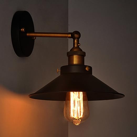 AAOTE Industriële Wandkandelaar Vintage Retro Wandlamp Lamp Loft Paraplu Zwart Metalen Blaker Muur Verlichtingsarmaturen Voor Keuken Eetkamer Restaurant Bar