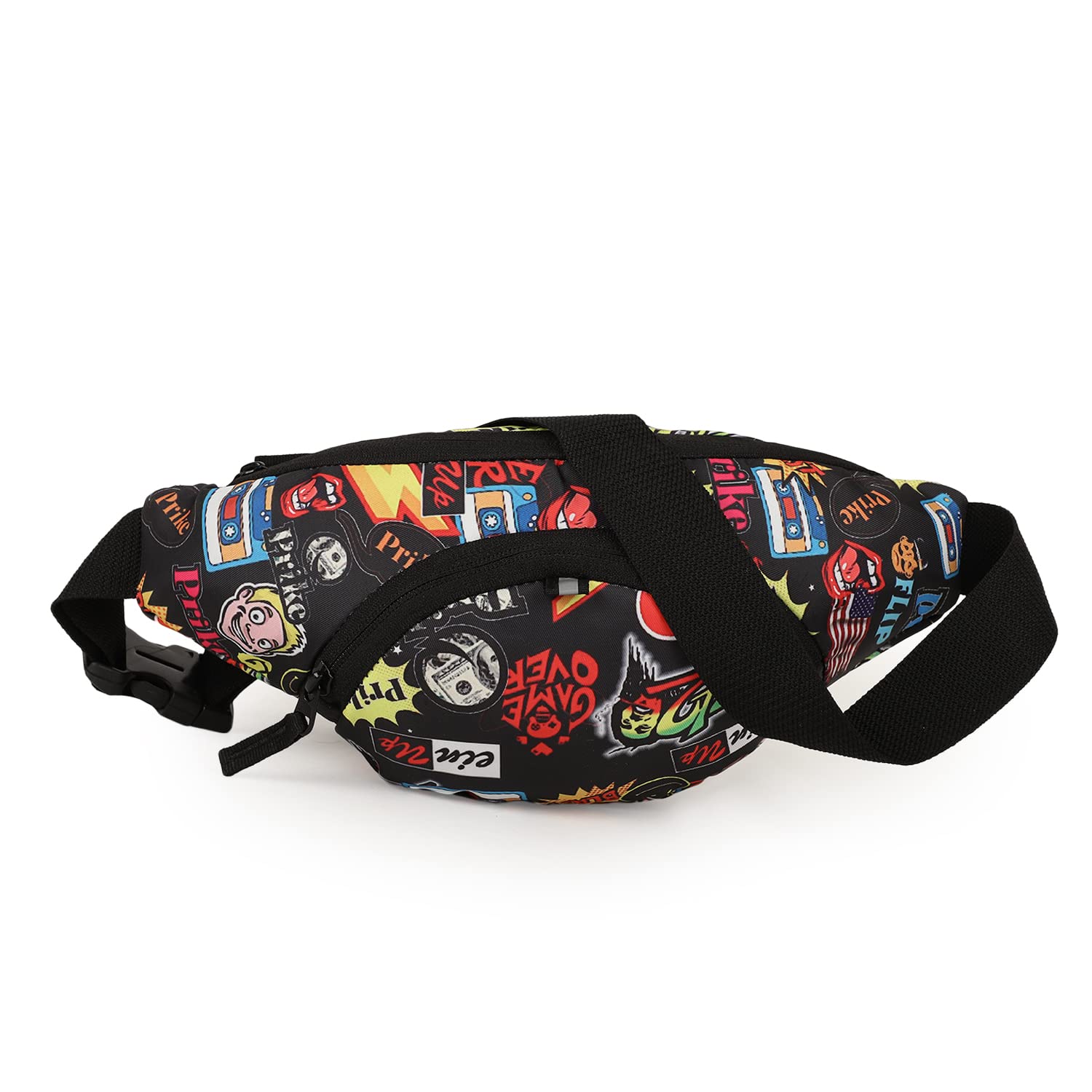 Waist Bag for Men,Women/Fanny Pack for Hiking Travel Camping Running Sports Outdoors/Money Belt with Adjustable Strap (Multicolor Black Zip)-image-48