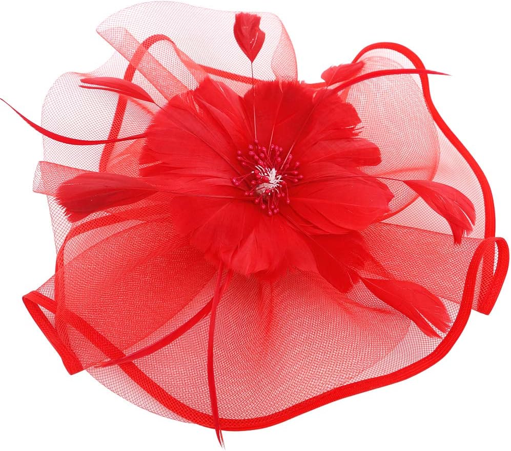Fascinator Hats for Women Cocktail Feather Mesh Net Veil Party Kentucky Derby