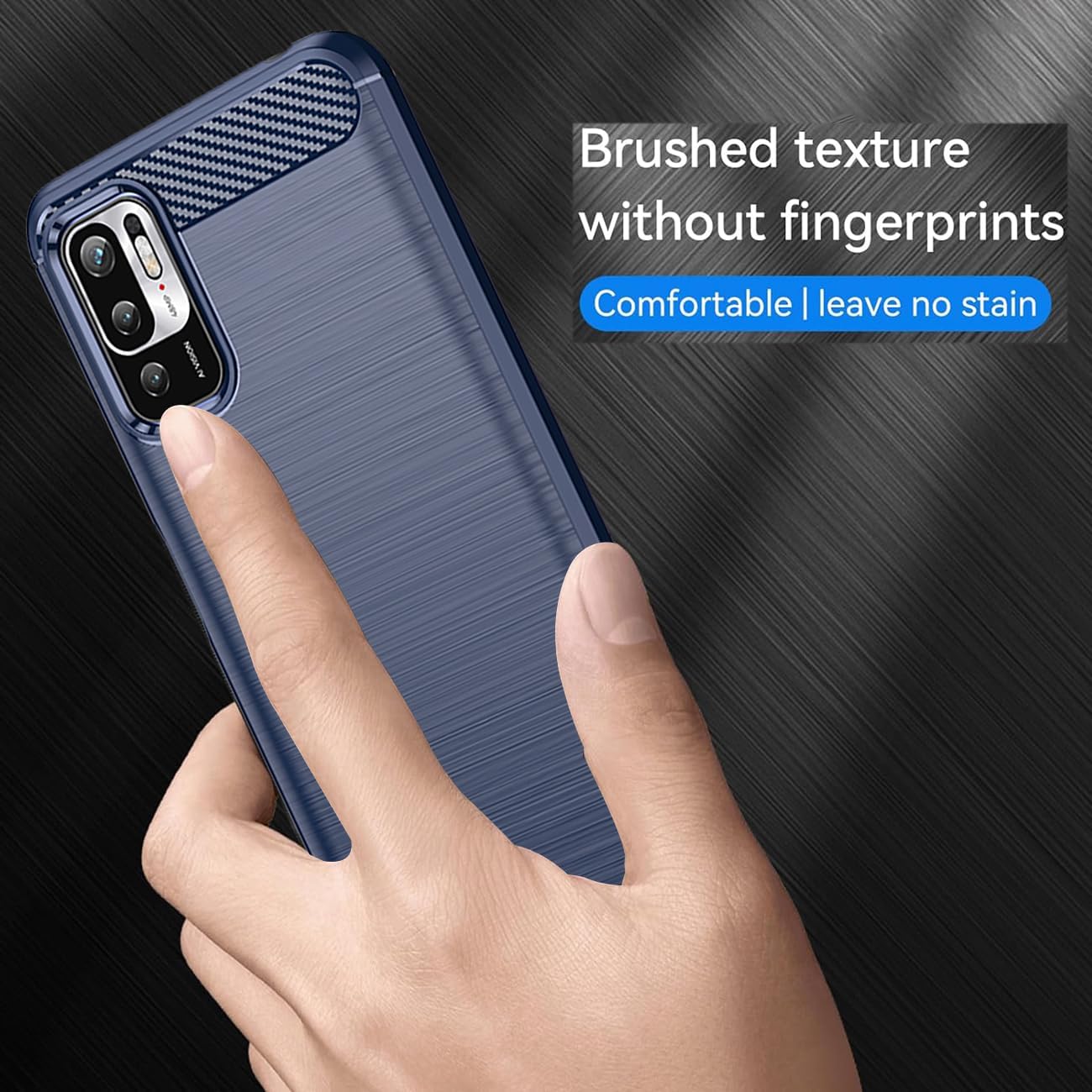 Case for Redmi Note 10 5G/Poco M3 Pro/Redmi Note 10T 5G M2103K19G Case, Carbon Fiber Shockproof Slim Silicone Rugged Soft TPU Back Phone Cover for Xiaomi Redmi Note 10 5G Blue - Image 3